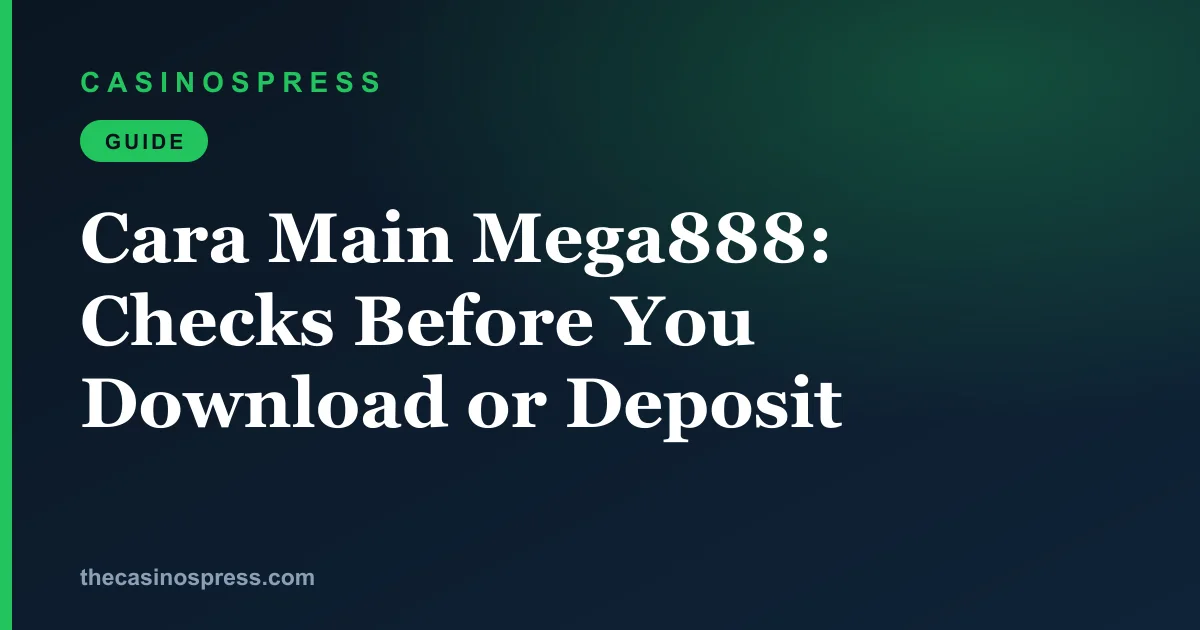 Cara main Mega888 explained: the five steps beginners are shown, and the three where no company stands behind the transaction
