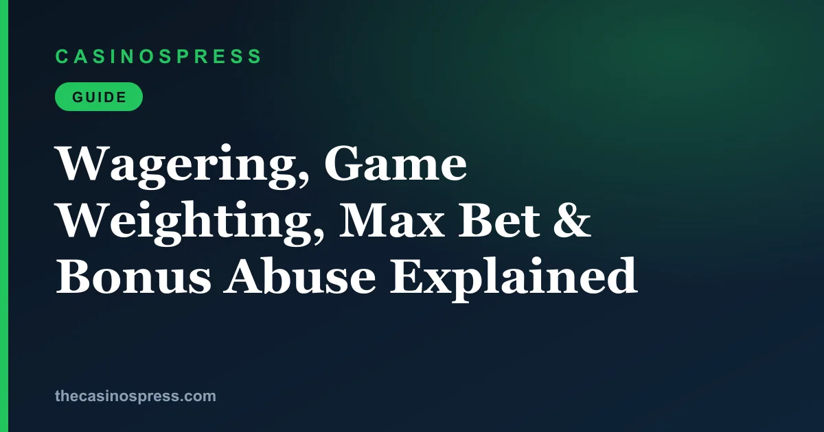 Wagering, Game Weighting, Max Bet & Bonus Abuse Explained