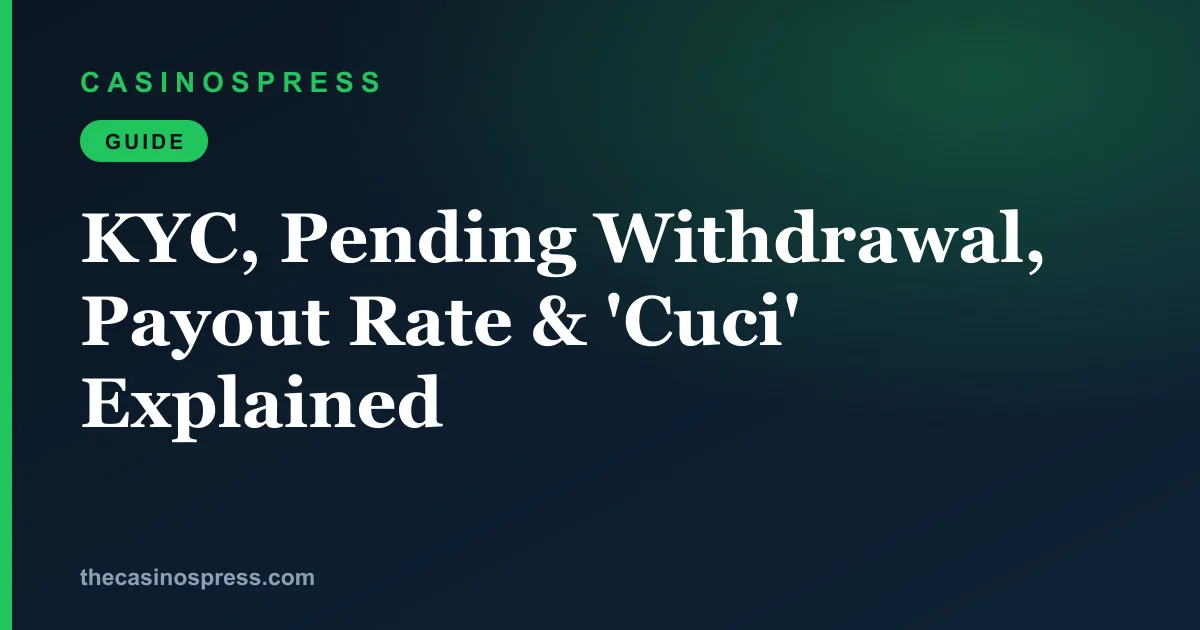 KYC, Pending Withdrawal, Payout Rate and “Cuci” Explained